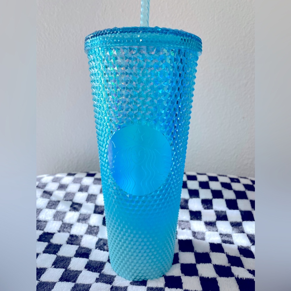 Teal ombré studded Starbucks tumbler